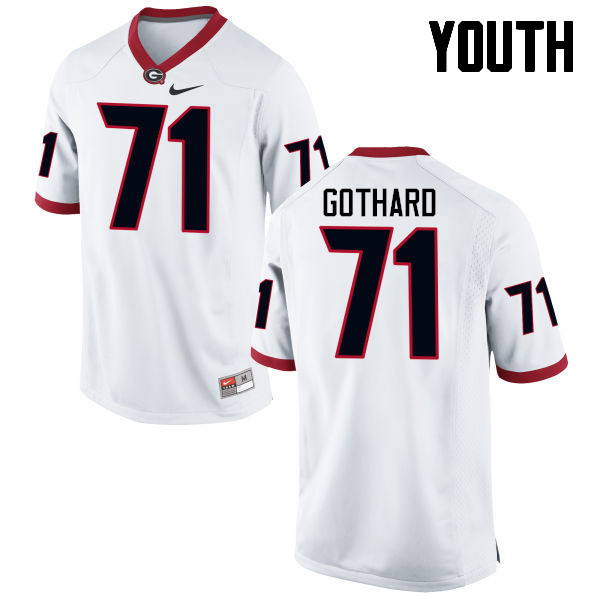 Youth Georgia Bulldogs #71 Daniel Gothard College Football Jerseys-White
